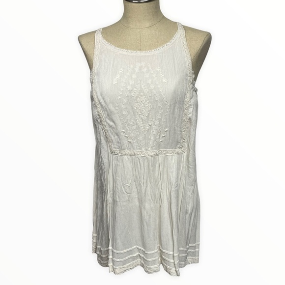 Billabong Ivory Embroidered Cotton Strappy Mini Sundress Medium - Picture 9 of 9
